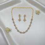 Shangri Gold-Toned AD Stone Necklace and Earrings Set