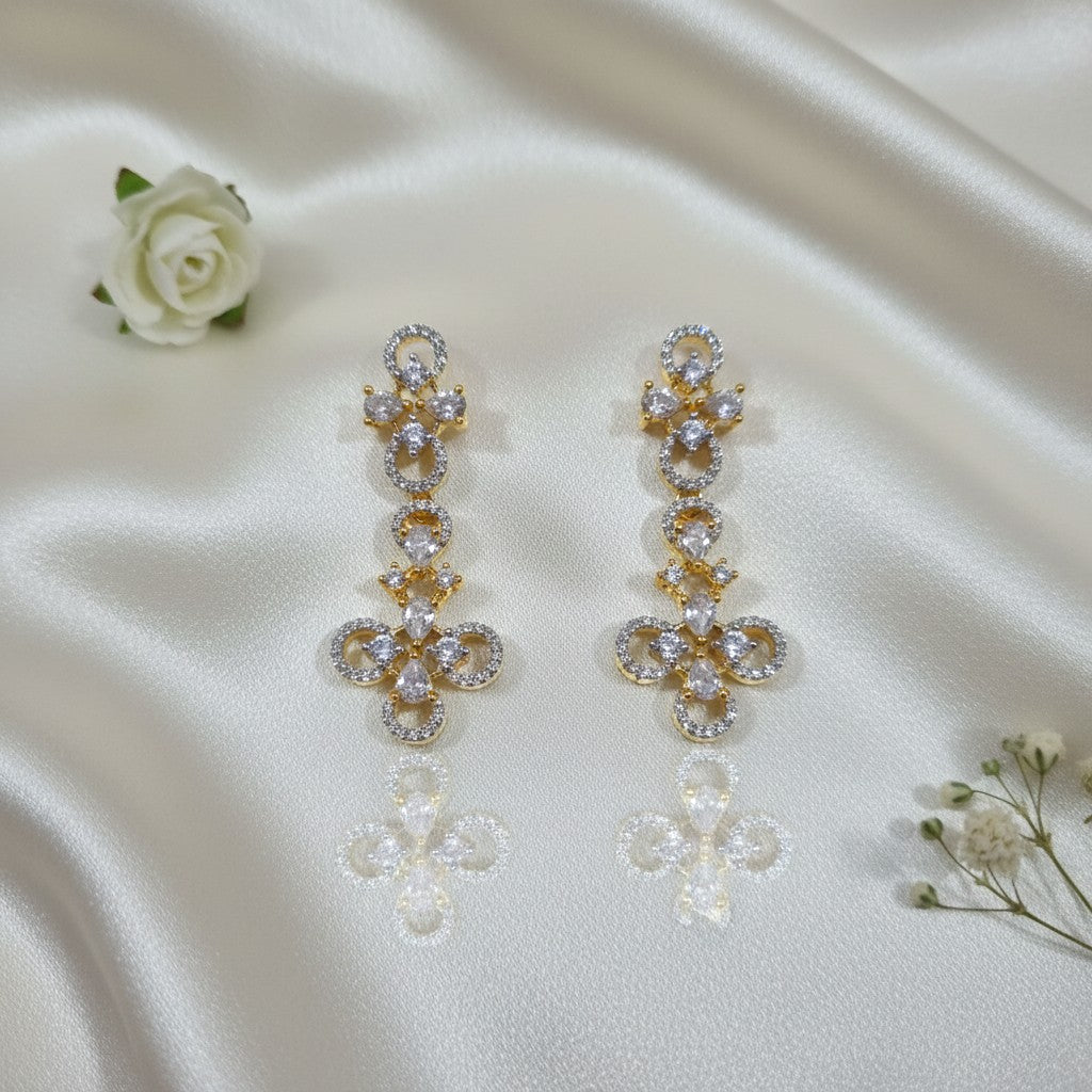 Shangri Gold-Toned AD Stone Necklace and Earrings Set