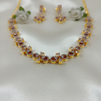 Shangri Gold-Toned AD Stone Necklace and Earrings Set