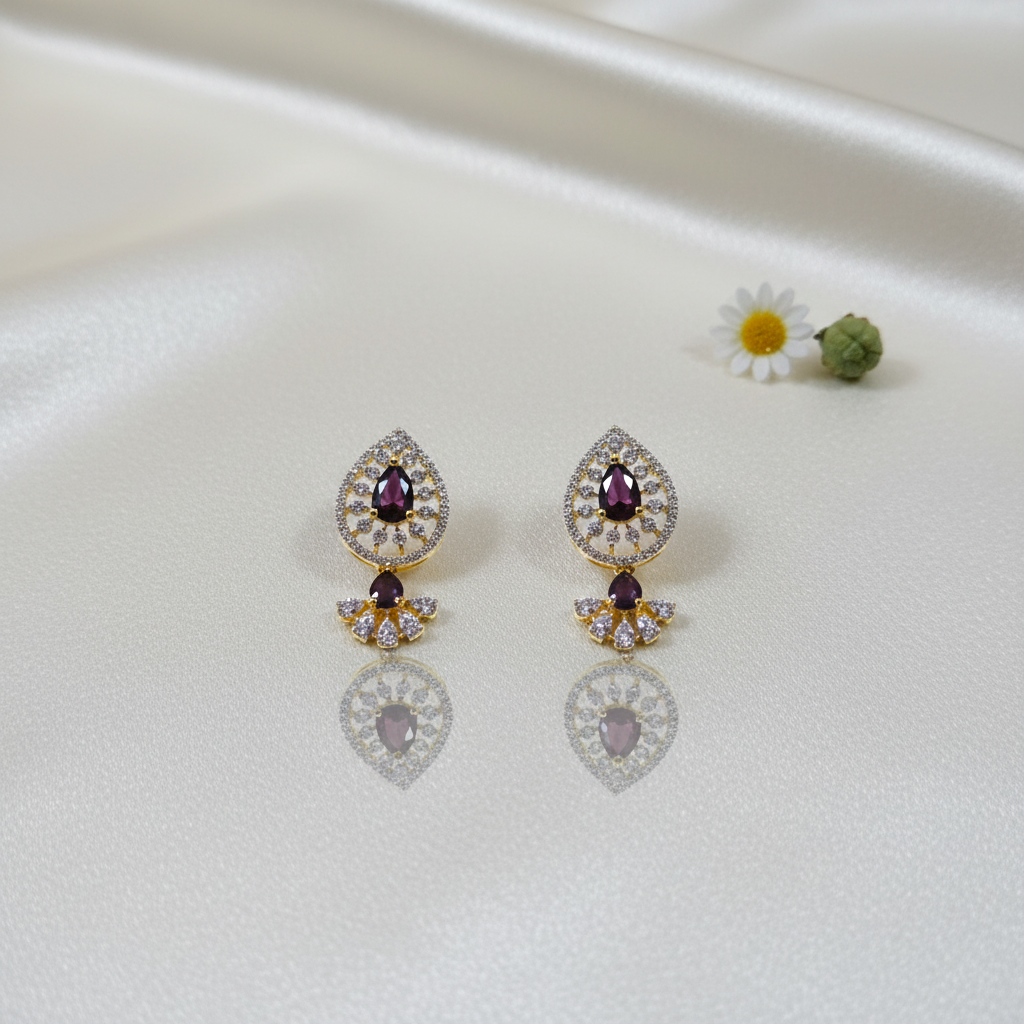 Shangri Elegant Red and Purple Stone Necklace Set