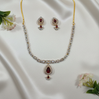 Shangri Elegant Red and Purple Stone Necklace Set
