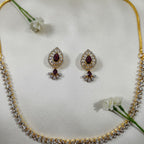 Shangri Elegant Red and Purple Stone Necklace Set