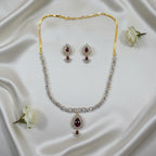 Shangri Elegant Red and Purple Stone Necklace Set