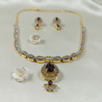 Shangri Elegant Red and Purple Stone Necklace Set