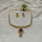 Shangri Elegant Red and Purple Stone Necklace Set