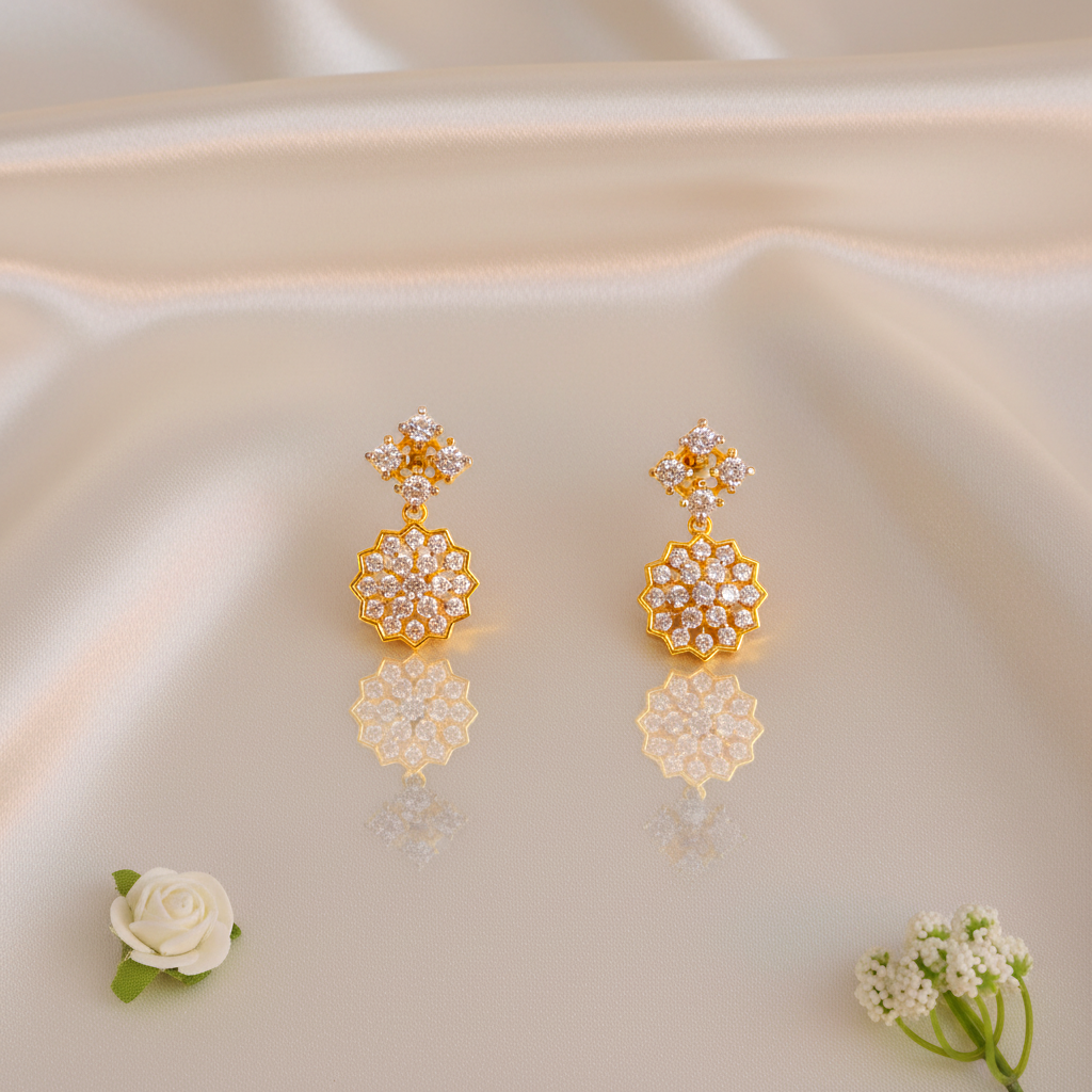 Shangri Elegant Gold Plated AD Stone Necklace and Earrings Set