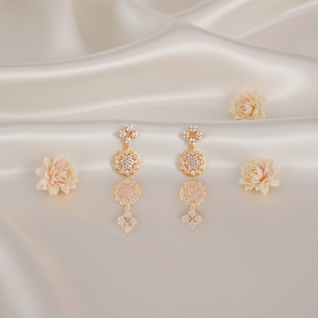 Shangri Elegant Gold Plated AD Stone Necklace and Earrings Set