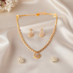 Shangri Elegant Gold Plated AD Stone Necklace and Earrings Set