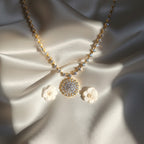 Shangri Elegant Gold Plated AD Stone Necklace and Earrings Set