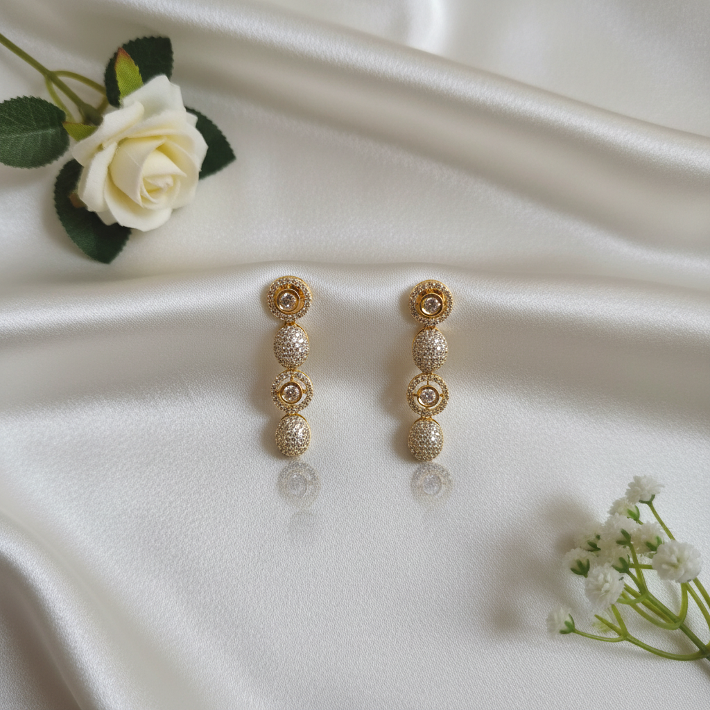 Shangri Gold-Plated AD Necklace & Earring Set