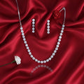 Shangri Silver-Tone Floral American Diamond Necklace & Earrings Set
