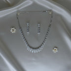 Shangri Silver-Tone Floral American Diamond Necklace & Earrings Set