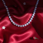 Shangri Silver-Tone Floral American Diamond Necklace & Earrings Set
