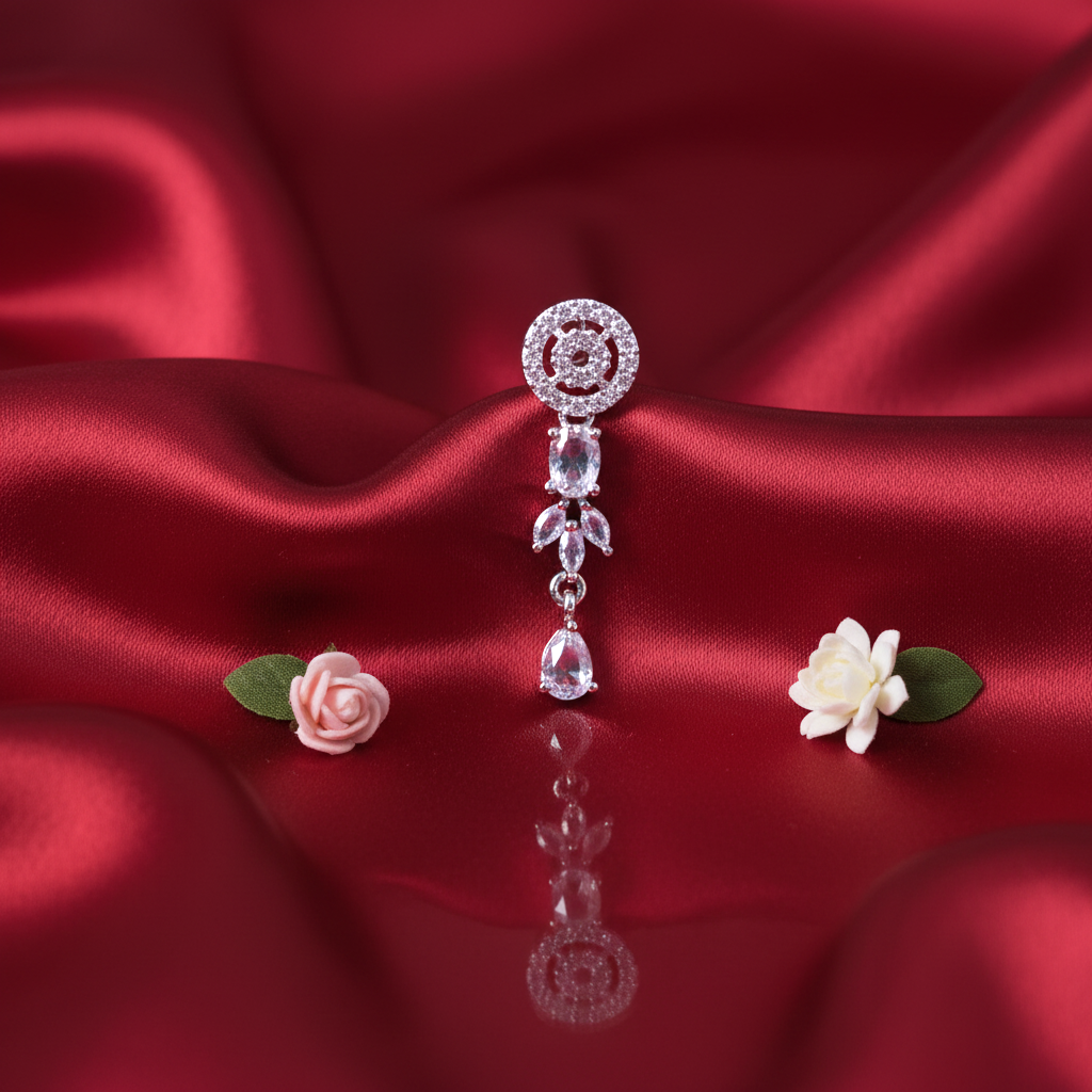 Shangri Elegant Silver-White American Diamond Necklace Set