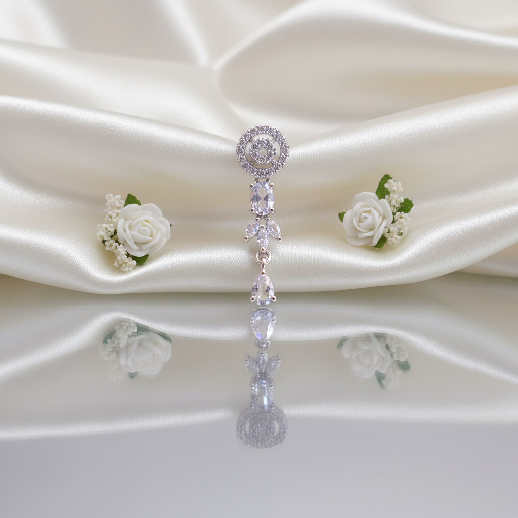 Shangri Elegant Silver-White American Diamond Necklace Set