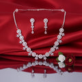 Shangri Elegant Silver-White American Diamond Necklace Set