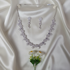 Shangri Elegant Silver-White American Diamond Necklace Set