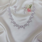 Shangri Elegant Silver-White American Diamond Necklace Set