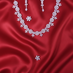 Shangri Elegant Silver-White American Diamond Necklace Set