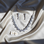 Shangri Elegant Silver-White American Diamond Necklace Set