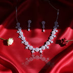 Shangri Elegant Silver-White American Diamond Necklace Set