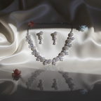 Shangri Elegant Silver-White American Diamond Necklace Set