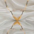 Elegant Gold-Tone Mangalsutra with Black Beads & Sparkling Pendant