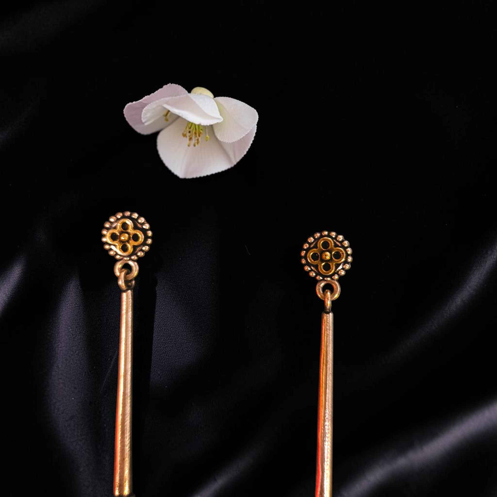 Shangri Antique Copper Long Earrings