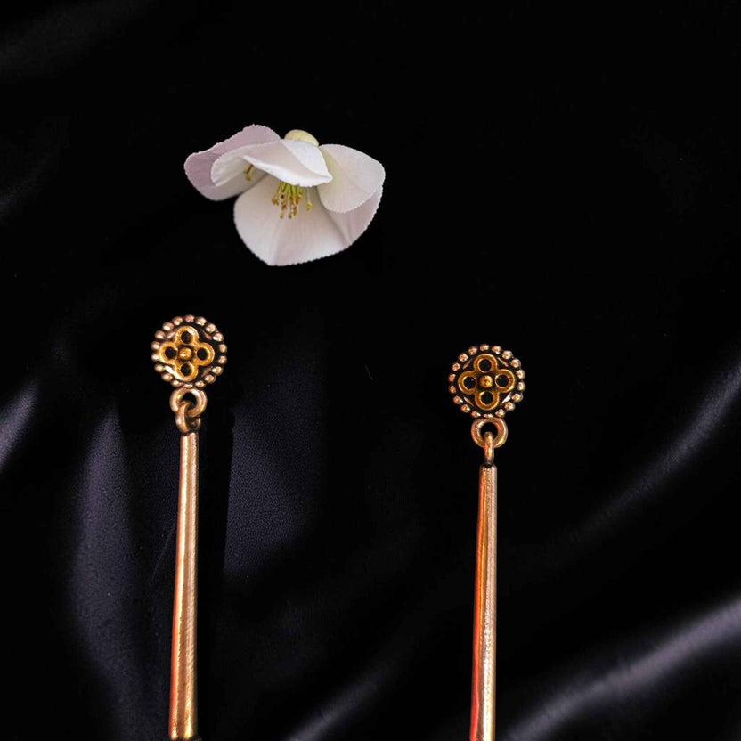 Shangri Antique Copper Long Earrings