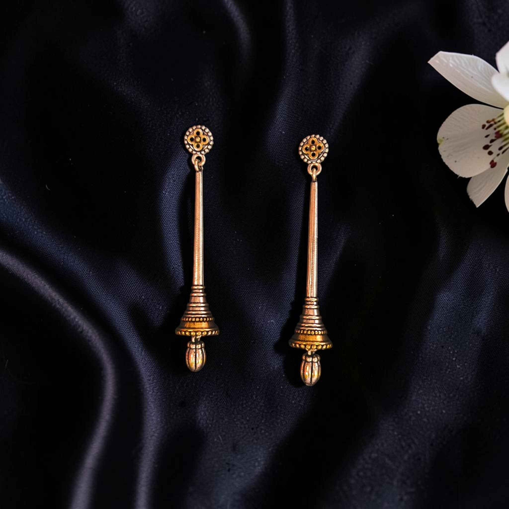 Shangri Antique Copper Long Earrings