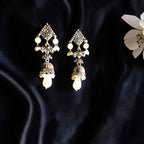 Vintage Silver Jhumkas with Pearl Drops
