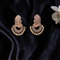 Shangri Antique Gold-Toned Pearl Chandbali Earrings