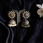 Shangri Antique Jhumka Earrings with Pearl Accents
