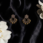 Shangri Antique Silver Jhumka Earrings with White Stones