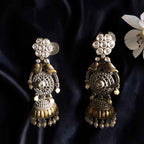 Shangri Antique Gold Dangler Earrings with Pearls