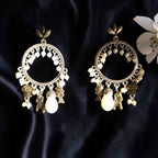 Shangri Antique Silver Fish Dangling Earrings with Pearls