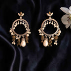 Shangri Antique Silver Fish Dangling Earrings with Pearls