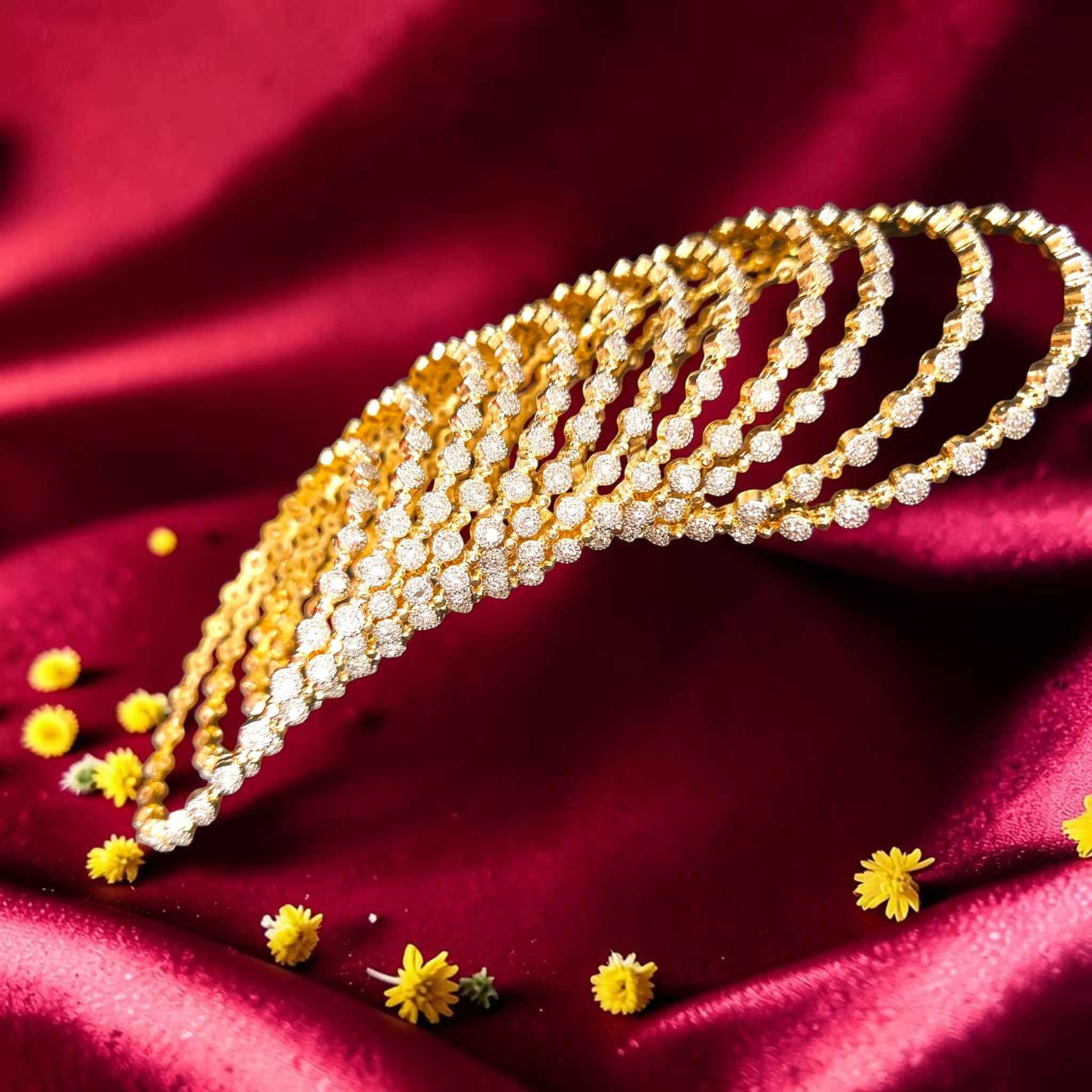 Shangri Premium AD Stone Gold-Plated Bangles