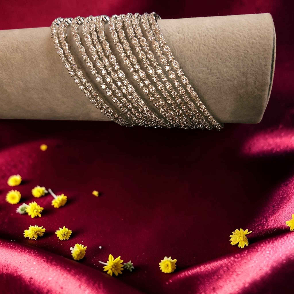 Shangri Silver AD Bangles - Elegant Designer Bangles
