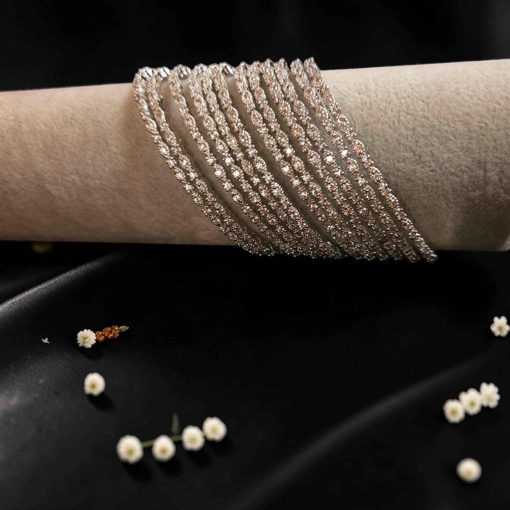 Shangri Silver AD Bangles - Elegant Designer Bangles