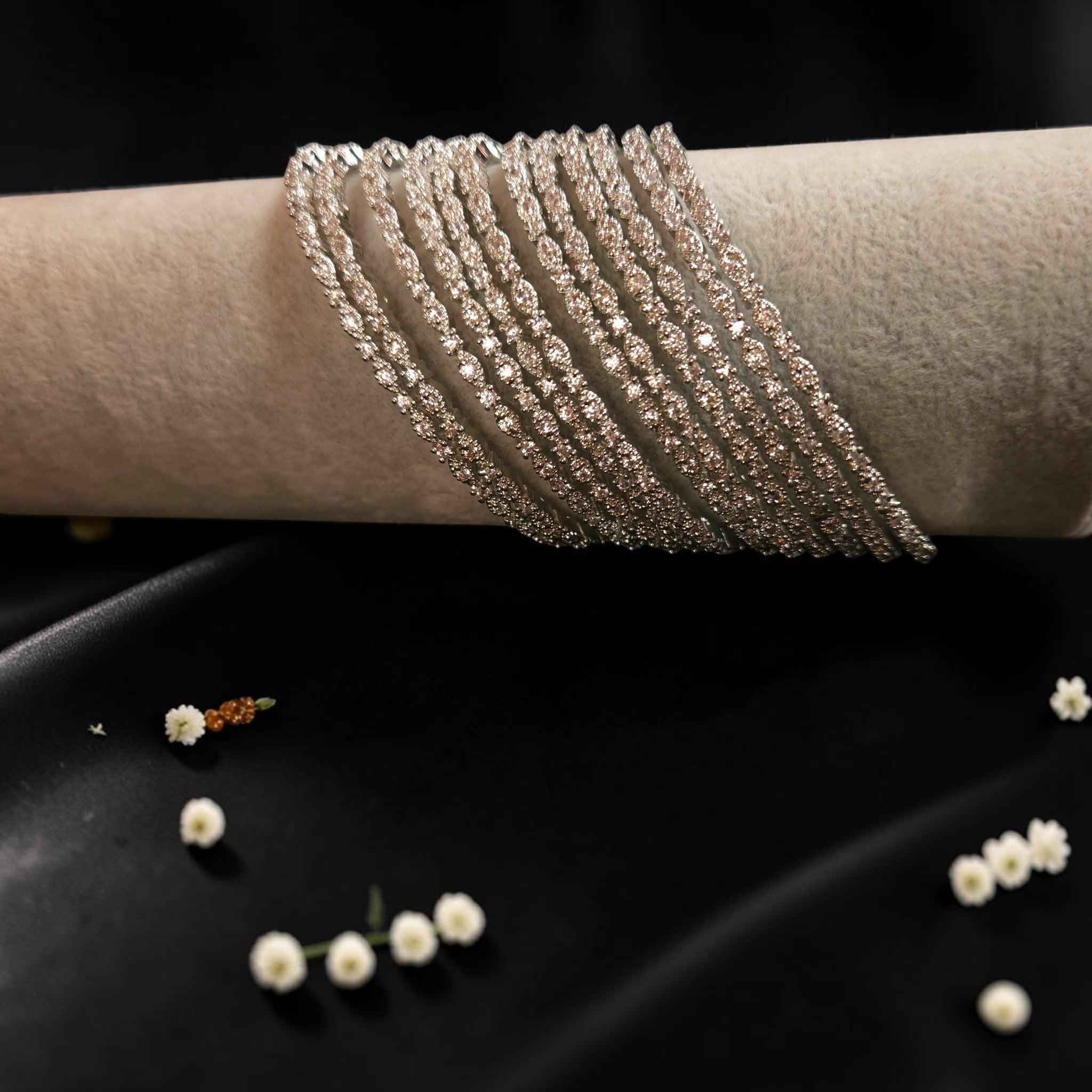 Shangri Silver AD Bangles - Elegant Designer Bangles