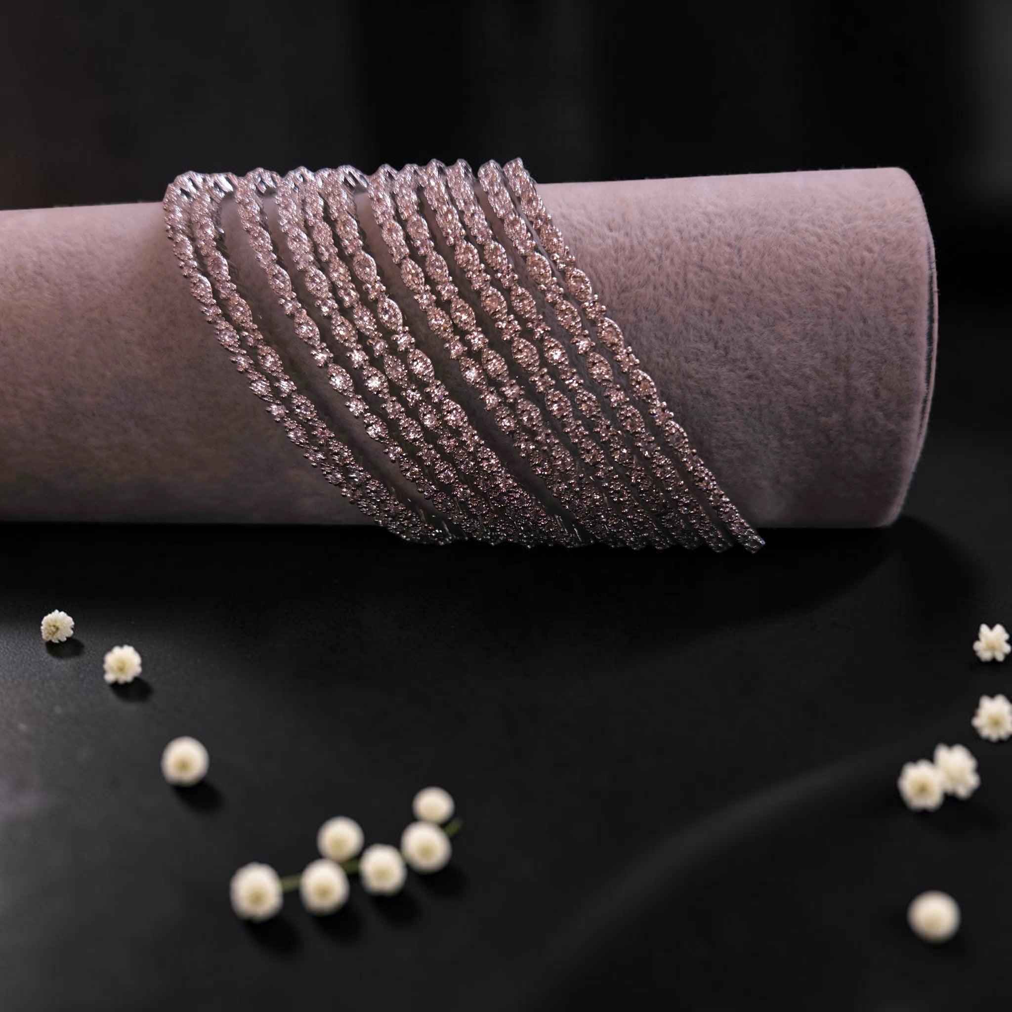 Shangri Silver AD Bangles - Elegant Designer Bangles