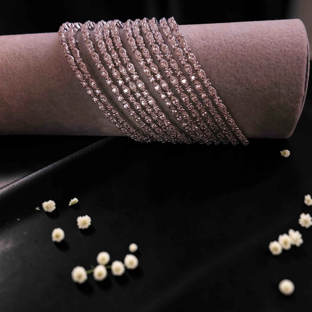 Shangri Silver AD Bangles - Elegant Designer Bangles