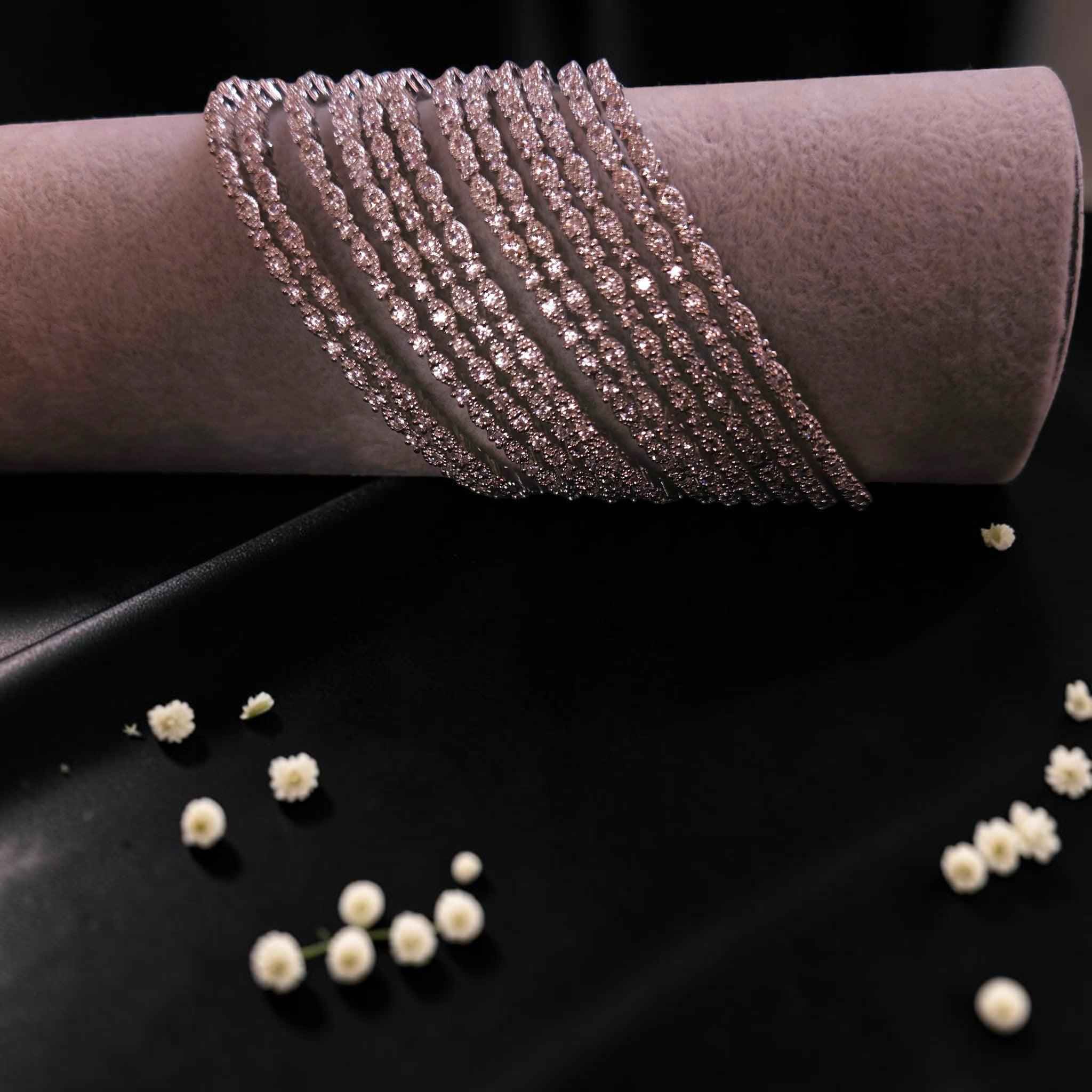 Shangri Silver AD Bangles - Elegant Designer Bangles