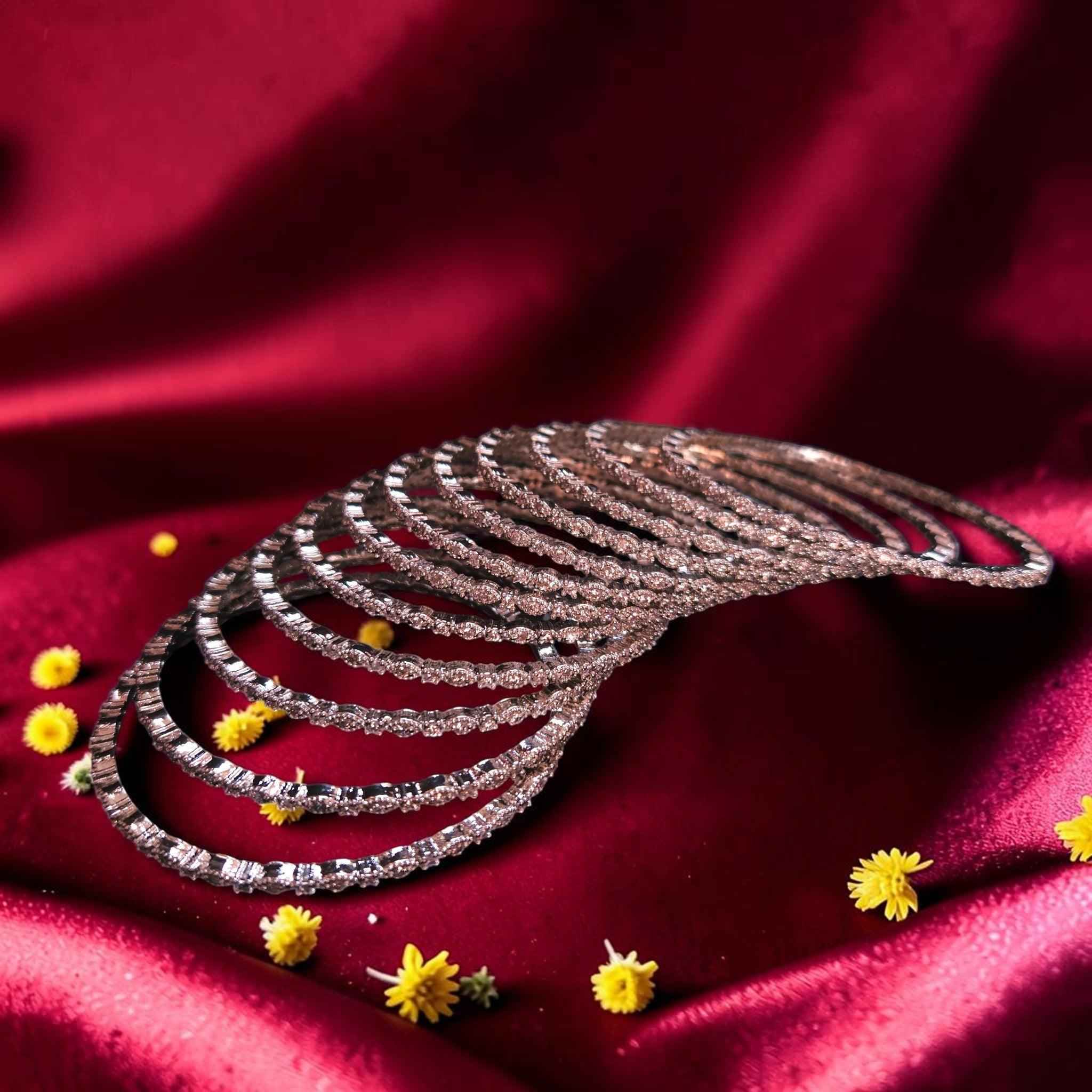 Shangri Silver AD Bangles - Elegant Designer Bangles