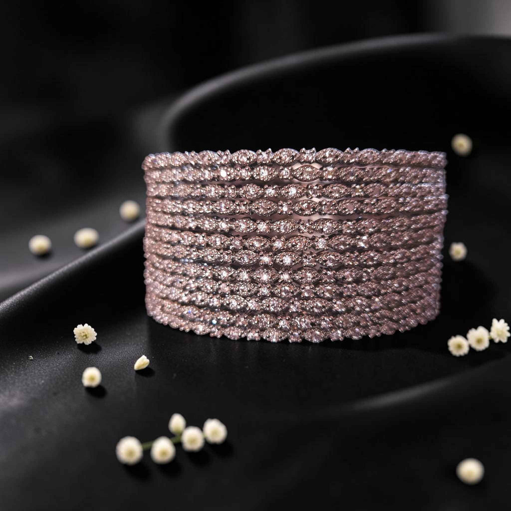 Shangri Silver AD Bangles - Elegant Designer Bangles