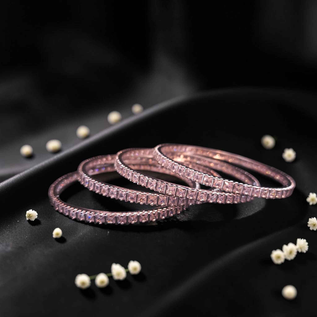 Shangri Premium Square Cut American Diamond Bangles Set