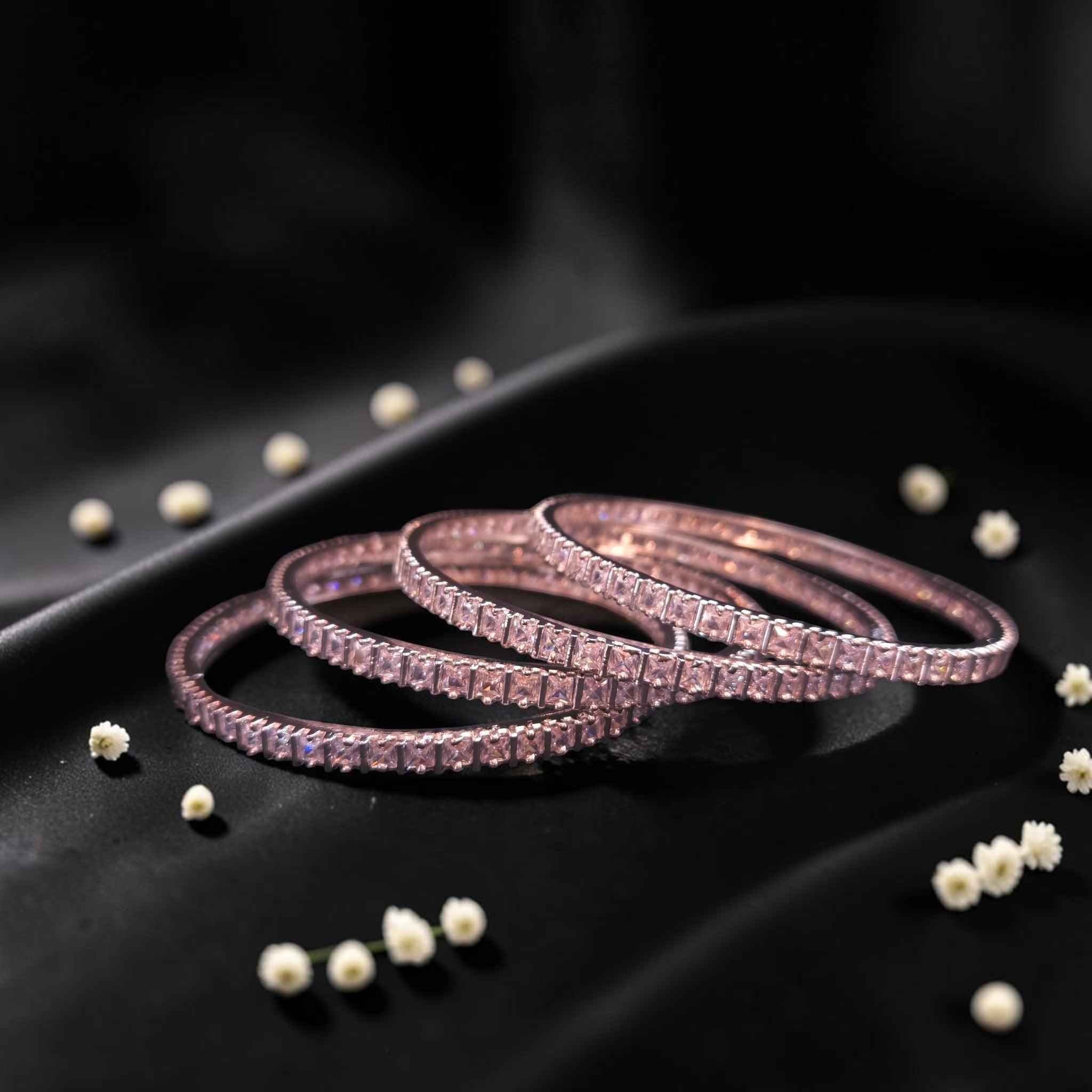 Shangri Premium Square Cut American Diamond Bangles Set