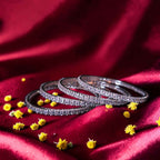 Shangri Premium Square Cut American Diamond Bangles Set