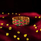 Shangri Royal Ruby & Emerald American Diamond Bangles – Premium Festive AD Kada Set